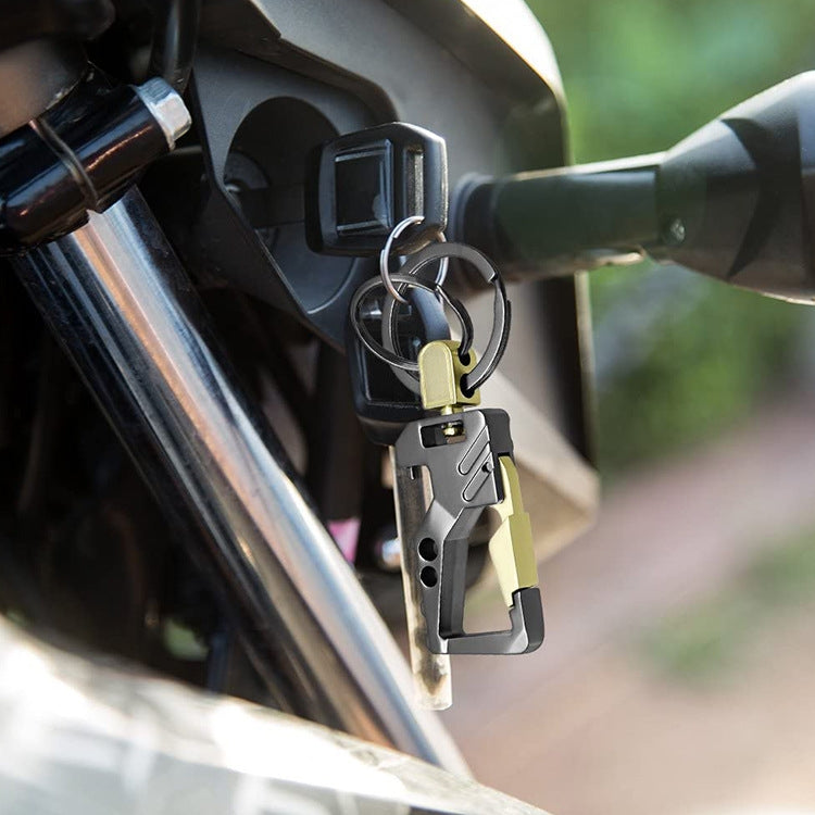 2 PCS QP-131 Multifunctional Double Ring Car Keychain Bottle Opener Carabiner(Black Silver) by buy2fix