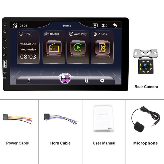 Q3570 9 inch Carplay Single Spindle MP5 Player, Style: Standard+8 Light Camera by buy2fix
