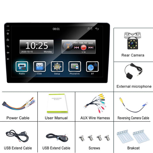 C7001 7 inch Touch Screen Built-In CarPlay Car MP5 Player, Style: Standard+8 Light Camera by buy2fix