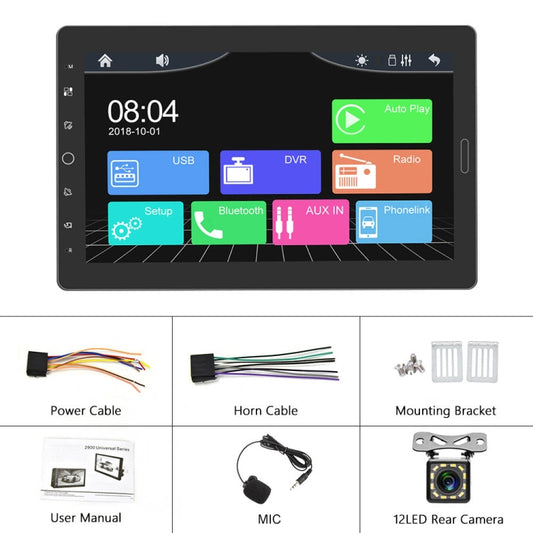 1310C 10.1 inch Car Full Screen Touch HD MP5 Wired Carplay Player, Style: Standard+12 Light Camera by buy2fix