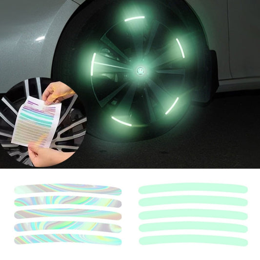 20pcs /Set Car Rainbow Wheel Hub Reflective Stickers Tire Luminous Warning Decoration, Color: Rainbow by buy2fix