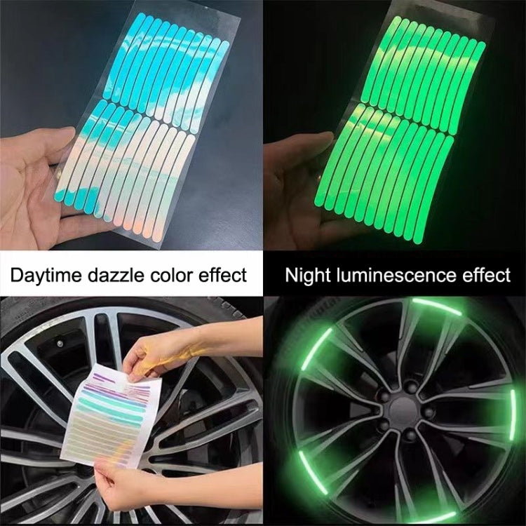 20pcs /Set Car Rainbow Wheel Hub Reflective Stickers Tire Luminous Warning Decoration, Color: Purity by buy2fix