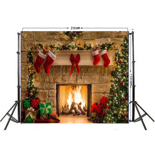 Christmas Layout Fireplace Photography Background Cloth(Yellow) by buy2fix