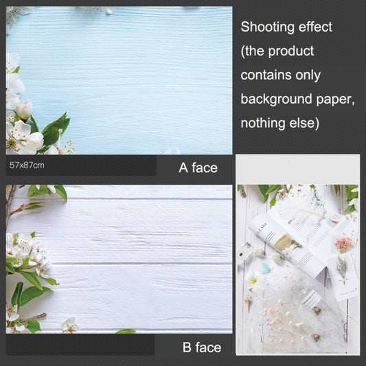 3D Double-Sided Matte Photography Background Paper(White Flower Blue White Wood Grain) by buy2fix
