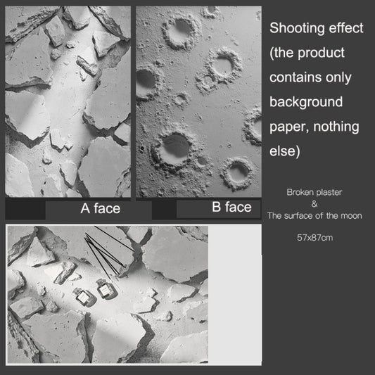 3D Double-Sided Matte Photography Background Paper(Broken Plaster+Lunar Surface) by buy2fix