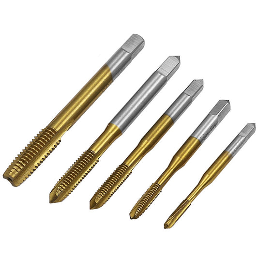 M3-M8 Titanium Plated Straight Slot Tap HSS Tapping Inner Thread Set by buy2fix