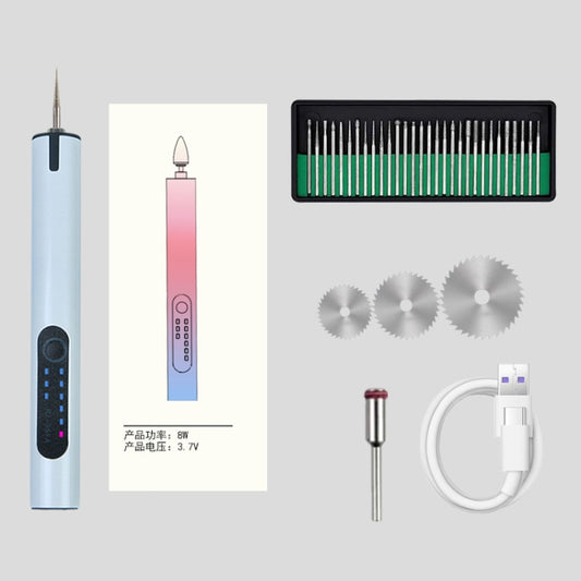 A288 Electric Grinding Machine Small Handheld Carving Pen, Style: White+Saw Blade+Grinding Head by buy2fix
