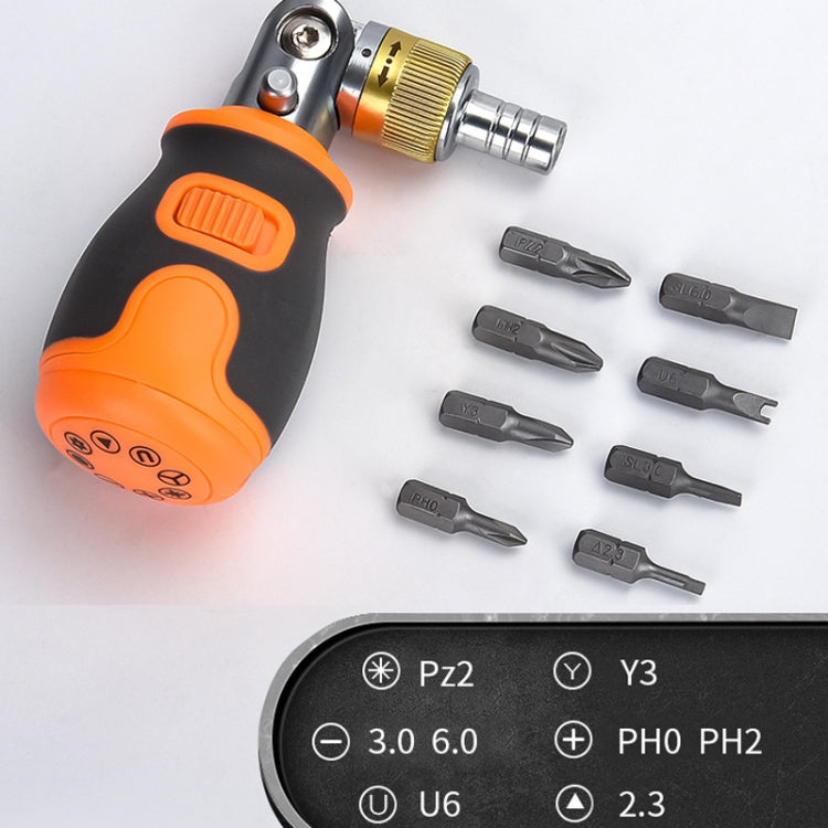 2050E 8 In 1 Portable Multifunctional S2 Batch Head Two-way Ratchet Screwdriver Set(Orange) by buy2fix