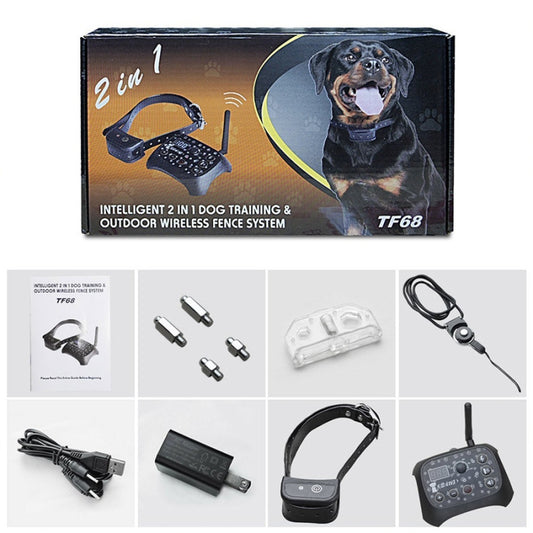 TF68 2-in-1 Dog Trainer Outdoor Electronic Wireless Fence With Collar US Plug by buy2fix
