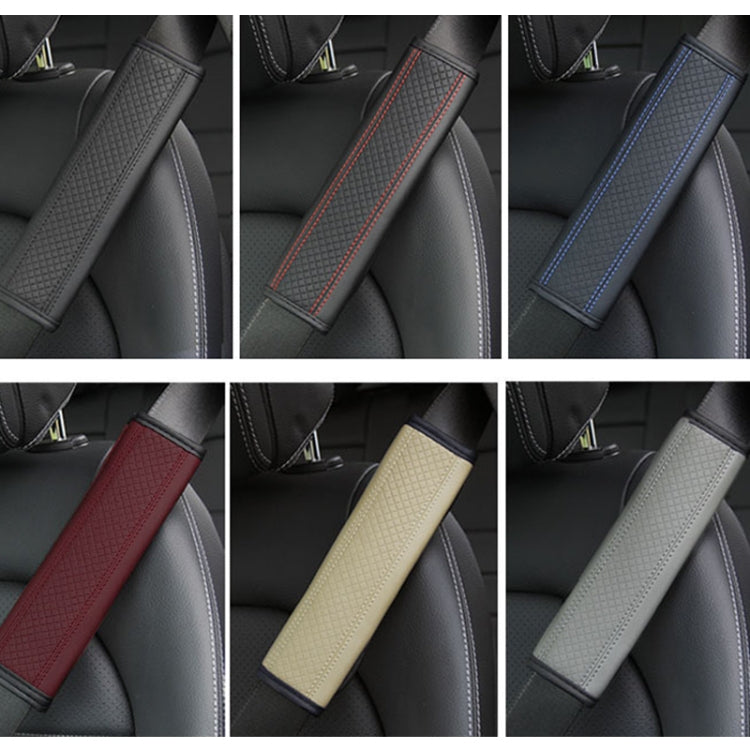 Fiber Leather Embossed Car Seat Belt Shoulder Cover Protector 6.5X23cm(Black Red) by buy2fix