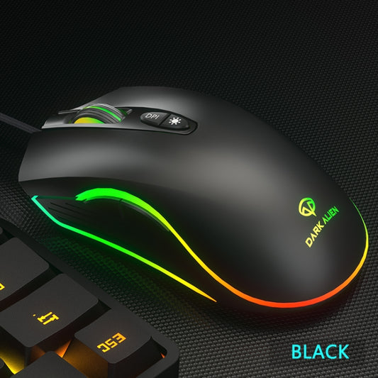 Dark Alien V600 7 Keys Office Computer Business Mouse, Cable Length: 1.42m(Black) by Dark Alien