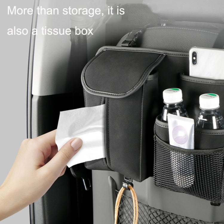 DE RAN FU Flip Fur Car Seat BackTissue Box Storage Hanging Bag With Hook(Black) by buy2fix