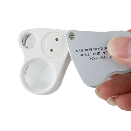 MG9889 30X-60X Mini Dual-Lens Craft Appreciation Magnifying Glass with LED Light by buy2fix