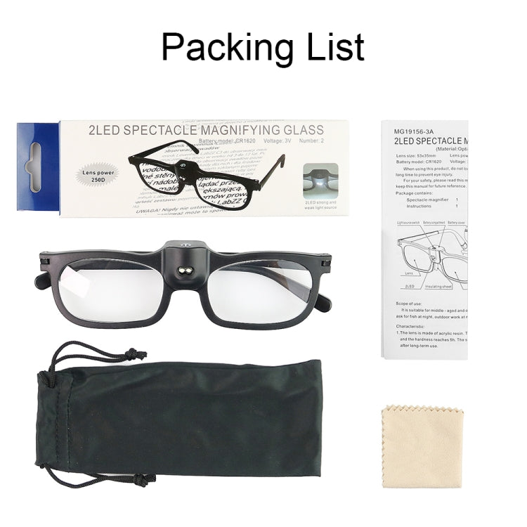 Glasses-Type Painting and Reading Magnifying Glass with 2LED Lights, Specification: 19156-3C by buy2fix