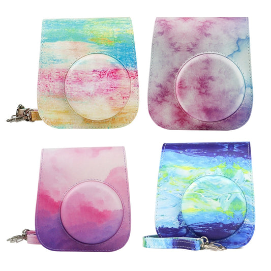 For Instax Mini11 / 9 / 8 PU Cortex Retro Camera Bag Protective Cover(Blue Pink Color) by CAIUL