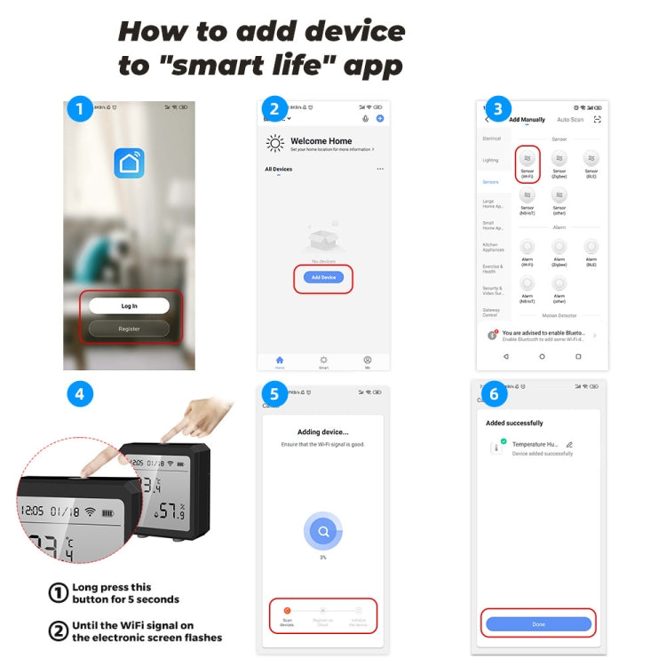 Wifi Temperature And Humidity Meter Sensor Equipment Smart Home Graffiti APP Temperature And Humidity Sensor(Black) by buy2fix