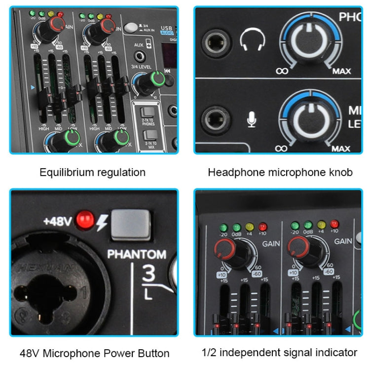 USB Balanced 4-ways Home Computer Recording Bluetooth Sound Card(M4) by buy2fix