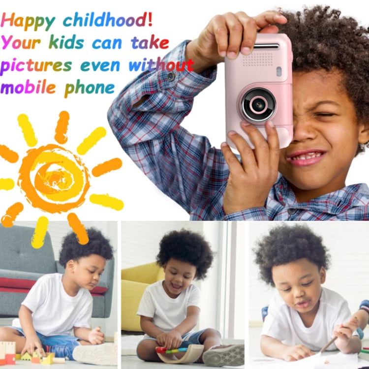 2.4 Inch Children HD Reversible Photo SLR Camera, Color: Yellow Blue + 8G Memory Card + Card Reader by buy2fix