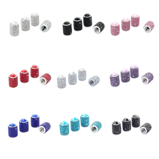 Car Tyre Aluminium Full Diamond Valve Cap With Seal(Dark Blue) by buy2fix