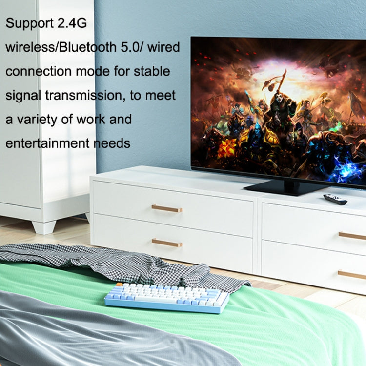 LANGTU GK65 65 Keys Wireless / Bluetooth / Wired Three Model Game Mechanical Keyboard, Cable Length: 1.5m(Sky Blue) by LANGTU