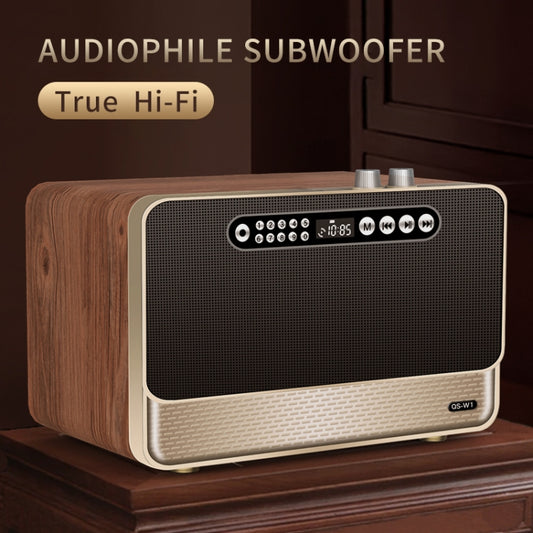 W1 Wooden HIFI Sound Effect Desktop Wireless Bluetooth Speaker(Gold) by buy2fix