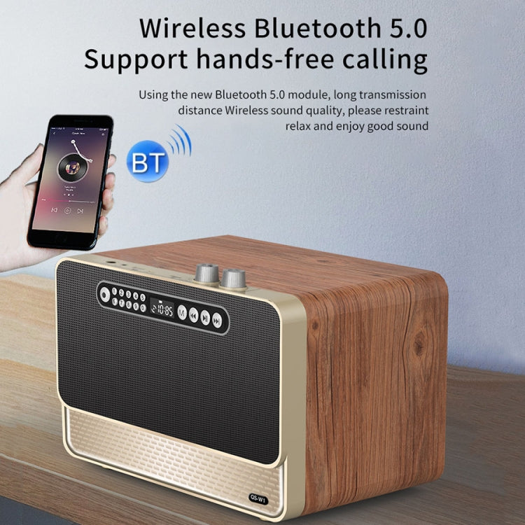 W1 Wooden HIFI Sound Effect Desktop Wireless Bluetooth Speaker(Gold) by buy2fix