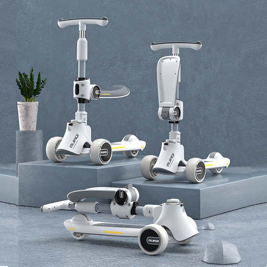 MIJIAQI 01 3 In 1 Multifunctional Foldable Children Scooter with Music and Lights, Spec: Gray Seat by MIJIAQI