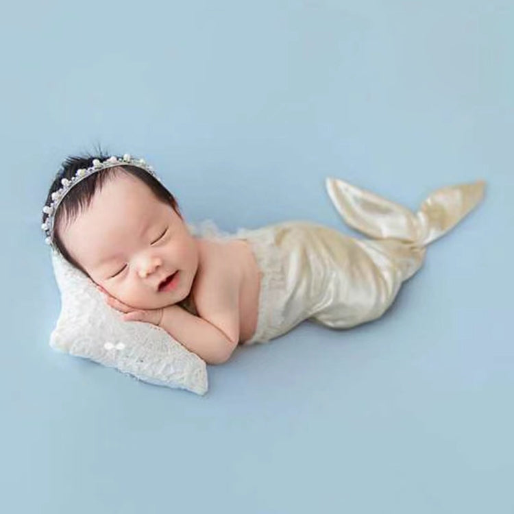 Newborn Photography Clothing Mermaid Modeling Jumpsuit + Headdress Set(Champagne) by buy2fix