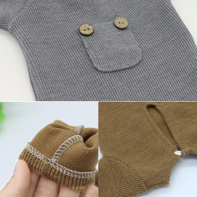 Newborn Photography Clothing Baby Knitted Jumpsuit + Hat + Mouse Doll Three-Piece Set(Grey) by buy2fix