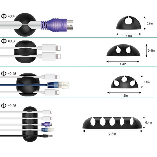 3 In 1 0.5m Kit Cord Management Organizer Kit Cable Sleeve With Zipper Cable Clip by buy2fix