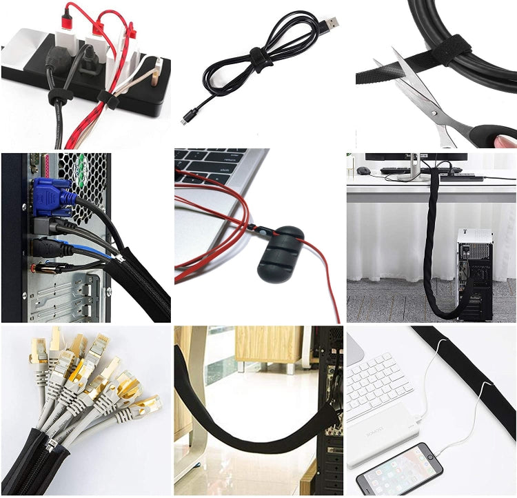 3 In 1 0.5m Kit Cord Management Organizer Kit Cable Sleeve With Zipper Cable Clip by buy2fix