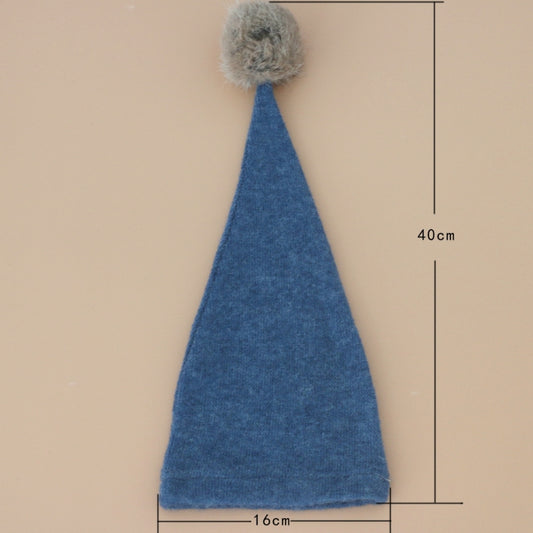 Newborn Photography Clothing Baby Photography Fur Ball Knitted Long Tail Hat(Light Purple) by buy2fix