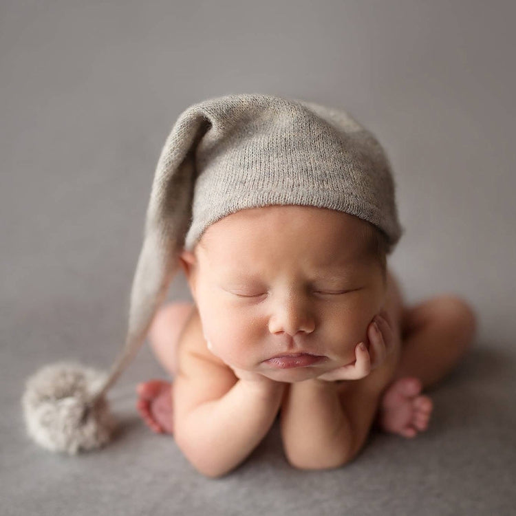 Newborn Photography Clothing Baby Photography Fur Ball Knitted Long Tail Hat(Light Blue) by buy2fix