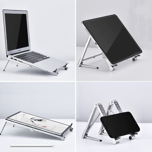 X23 3 In 1 Portable Storage Foldable Aluminum Phone Tablet Stand(Grey) by buy2fix