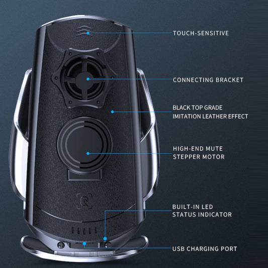 Q3 Infrared Induction Magnetic Car Wireless Charging Phone Bracket with Micro USB + 8 Pin + Type-C / USB-C Magnetic Connector(Blue) by buy2fix