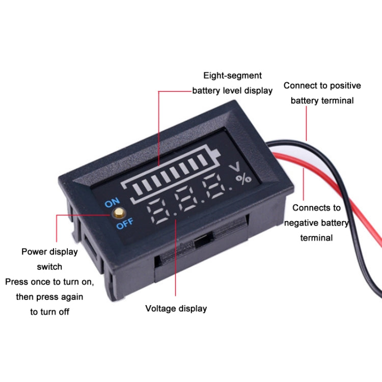 229TY 6-30V Electric Car Lithium Battery Voltage Power Meter Display Switch by buy2fix
