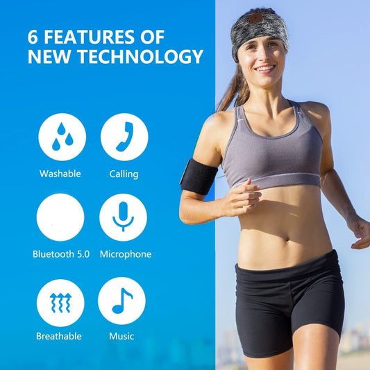 Bluetooth Wireless Headband Quick Drying Sleeping Headphones with HD Speakers(Stripe Black) by buy2fix