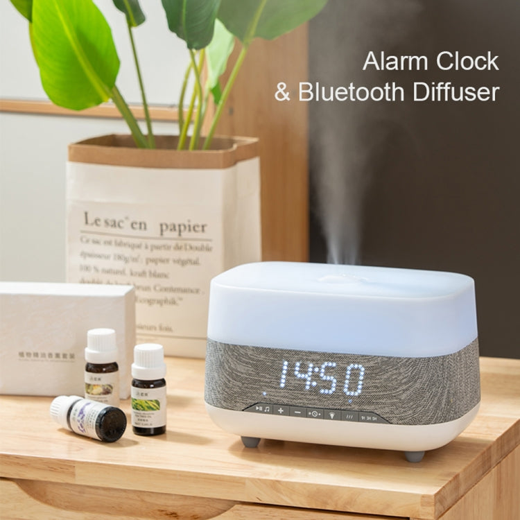300ml Bluetooth Clock Aromatherapy Humidifier with Seven-color Ambient Light,EU Plug(Gray White) by buy2fix
