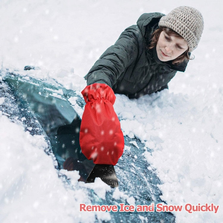 2pcs Winter Warm Car Snow Shoveling Gloves Deicing Snow Scraper(Red) by buy2fix