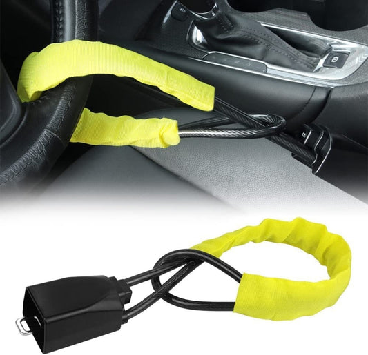 S308 Car Steering Wheel Wire Rope Lock Security Anti-theft Locks(Black) by buy2fix