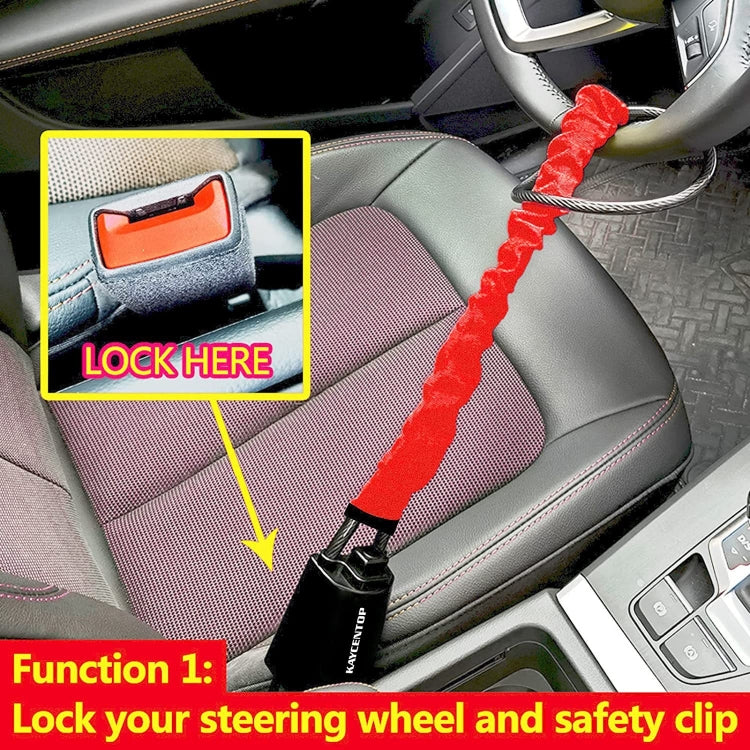 S308 Car Steering Wheel Wire Rope Lock Security Anti-theft Locks(Black) by buy2fix