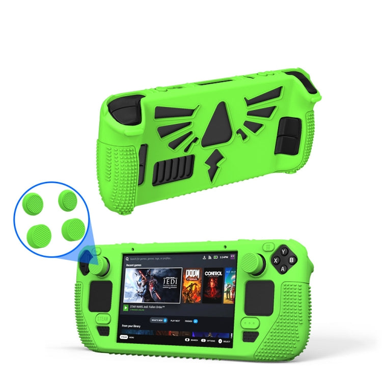 For Steam Deck V V4-1 Pocket Consoles Silicone Non-slip Protective Case with Holder Function(Green) - Cover Case by buy2fix | Online Shopping UK | buy2fix