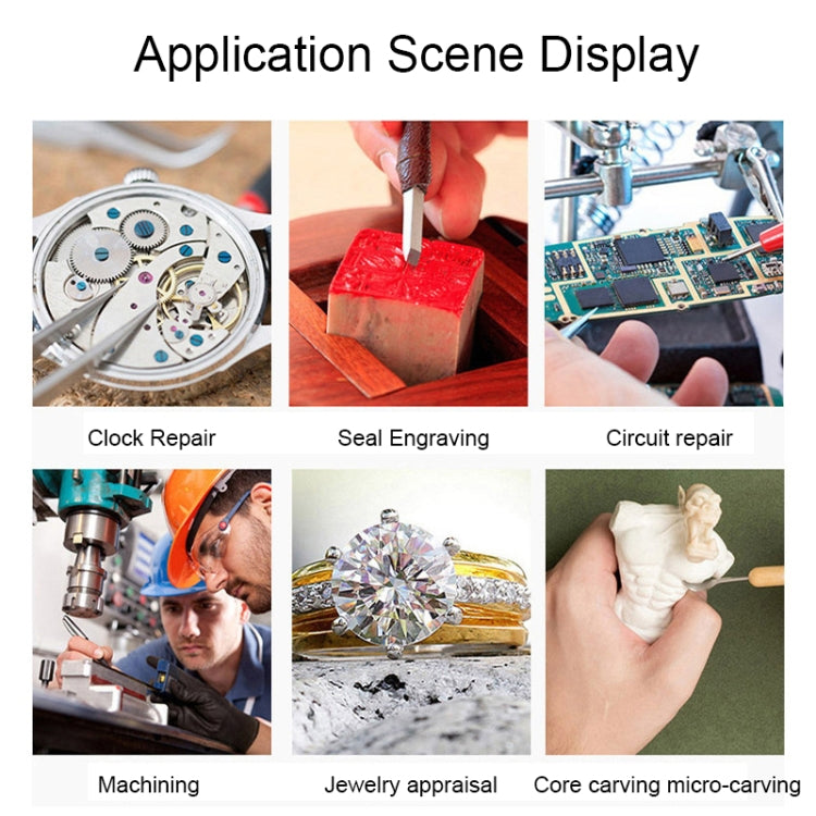 16129-C 2.5X/7.5X/10X LED Lighting Auxiliary Bracket Maintenance Magnifier(EU Plug) by buy2fix