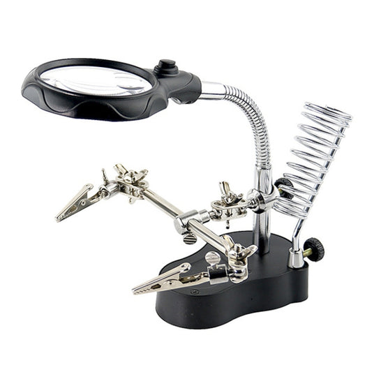 16126-A 3.5X/12X LED Light Stand Type Watch Repair Magnifier With Auxiliary Clip by buy2fix