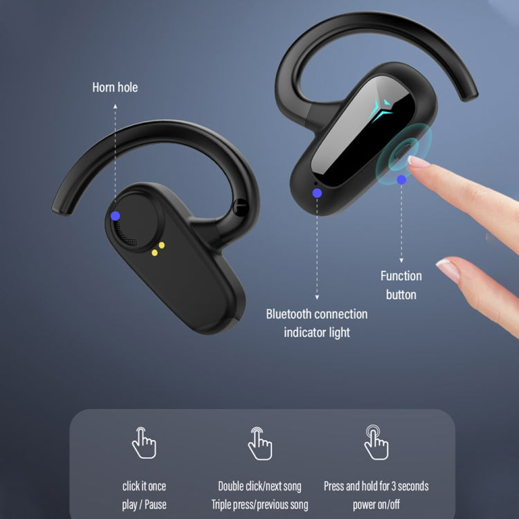 Bone Conduction Concepts Digital Display Stereo Bluetooth Earphones, Style: Dual Ears With Charging Warehouse(Black) by buy2fix