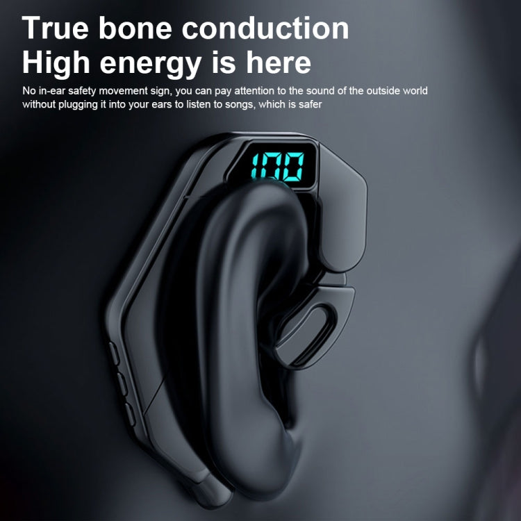 V19 Bone Conduction Digital Display Stereo Hanging Ear Sports Bluetooth Headset(Blue) by buy2fix