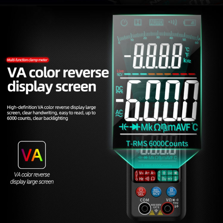 ANENG Large Screen Multi-Function Clamp Fully Automatic Smart Multimeter, Specification: ST212 Red DC Current by ANENG