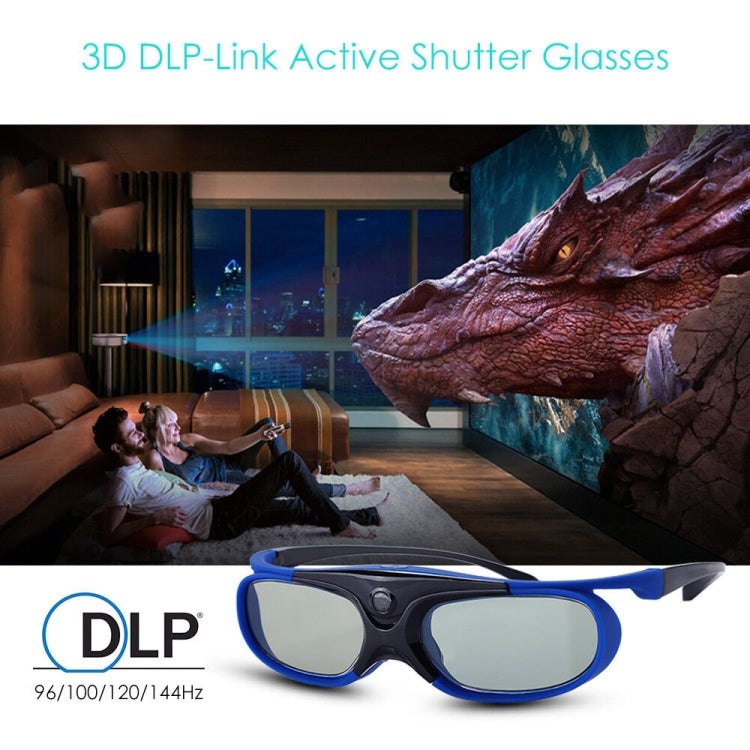 JX30-T Active Shutter 3D Glasses Support 96HZ-144HZ for DLP-LINK Projection X5/Z6/H2(Black) by buy2fix