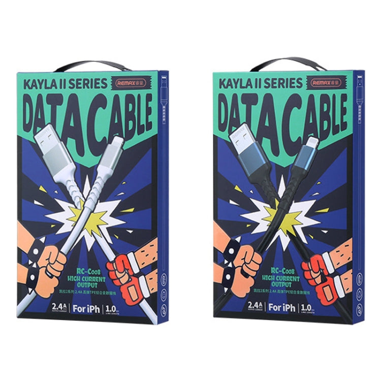 REMAX RC-C008 USB To 8 Pin 2.4A TPE Soft Anti-breakage Data Cable,Length 1m(White) by REMAX