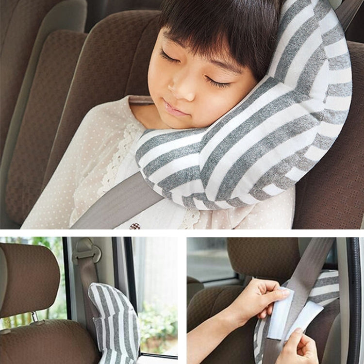 2pcs Children Neck Headrest Comfortable Shoulder Cover Car Neck Guard Pillow(Blue Gray Strip) by buy2fix